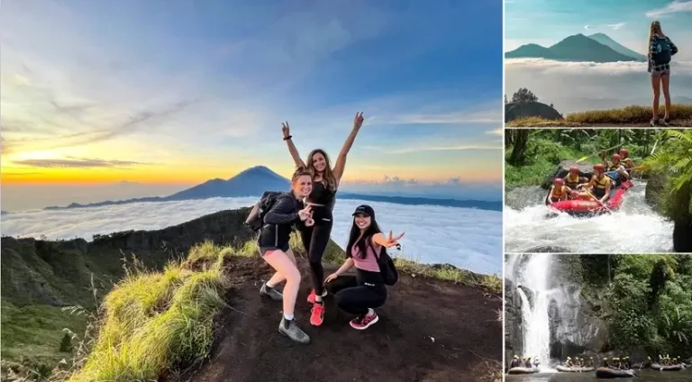 Bali Mount Batur Sunrise Trekking Ayung River Rafting Tour, Bali Double Activities Tour Packages