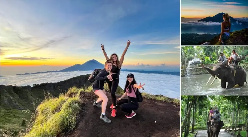 Mount Batur Sunrise Trekking Elephant Ride Tour, Bali Trekking Elephant Ride Tours, Bali Green Tour